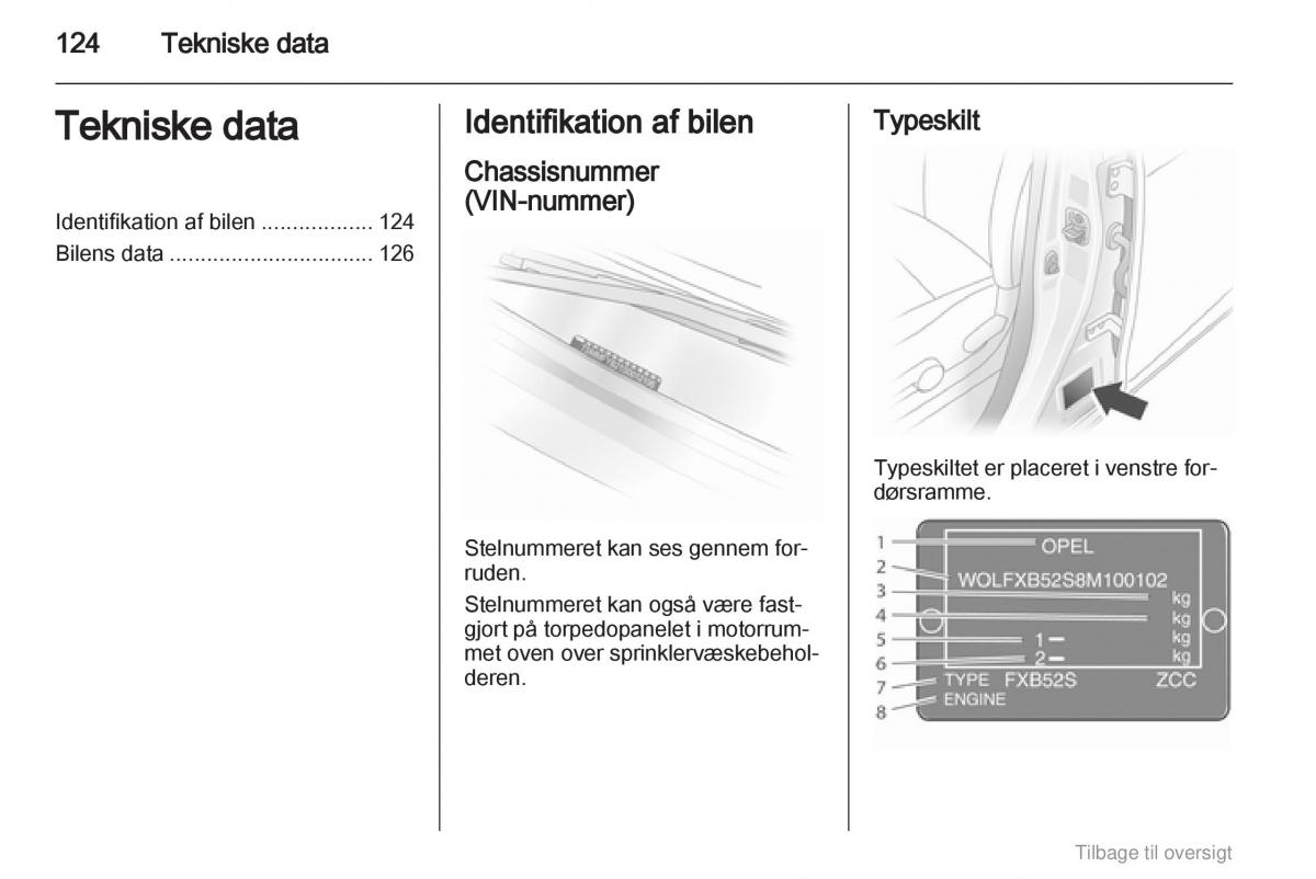Opel Agila B Bilens instruktionsbog / page 124