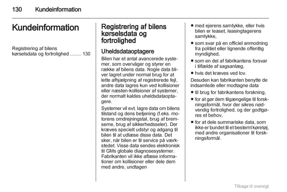 Opel Agila B Bilens instruktionsbog / page 130