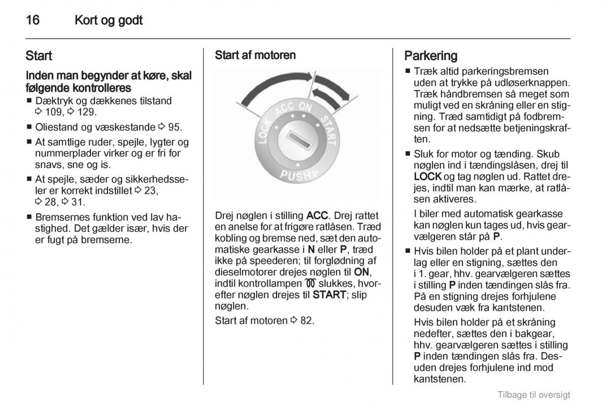 Opel Agila B Bilens instruktionsbog / page 16