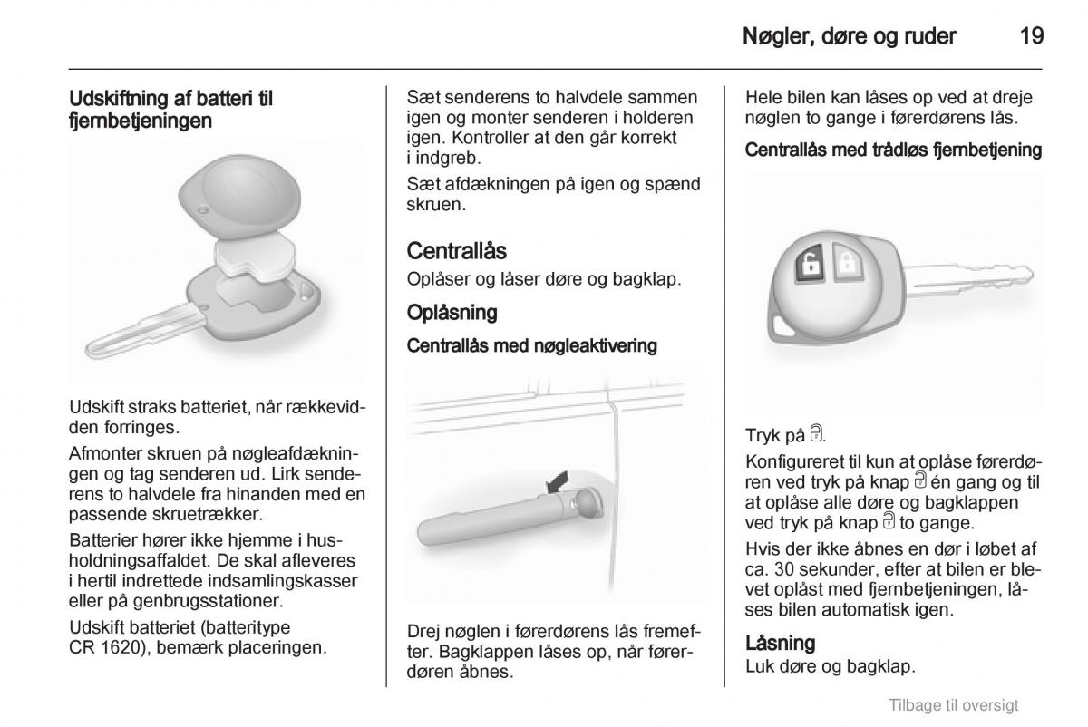 Opel Agila B Bilens instruktionsbog / page 19