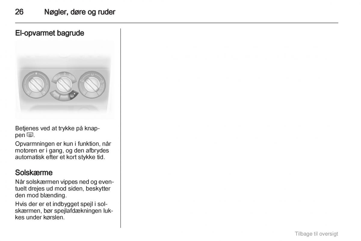 Opel Agila B Bilens instruktionsbog / page 26