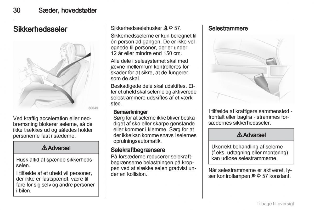 Opel Agila B Bilens instruktionsbog / page 30