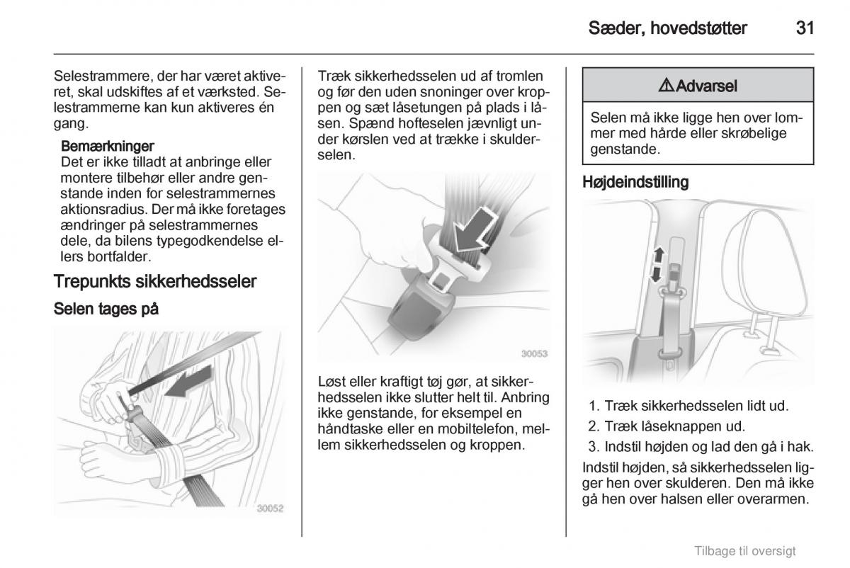 Opel Agila B Bilens instruktionsbog / page 31