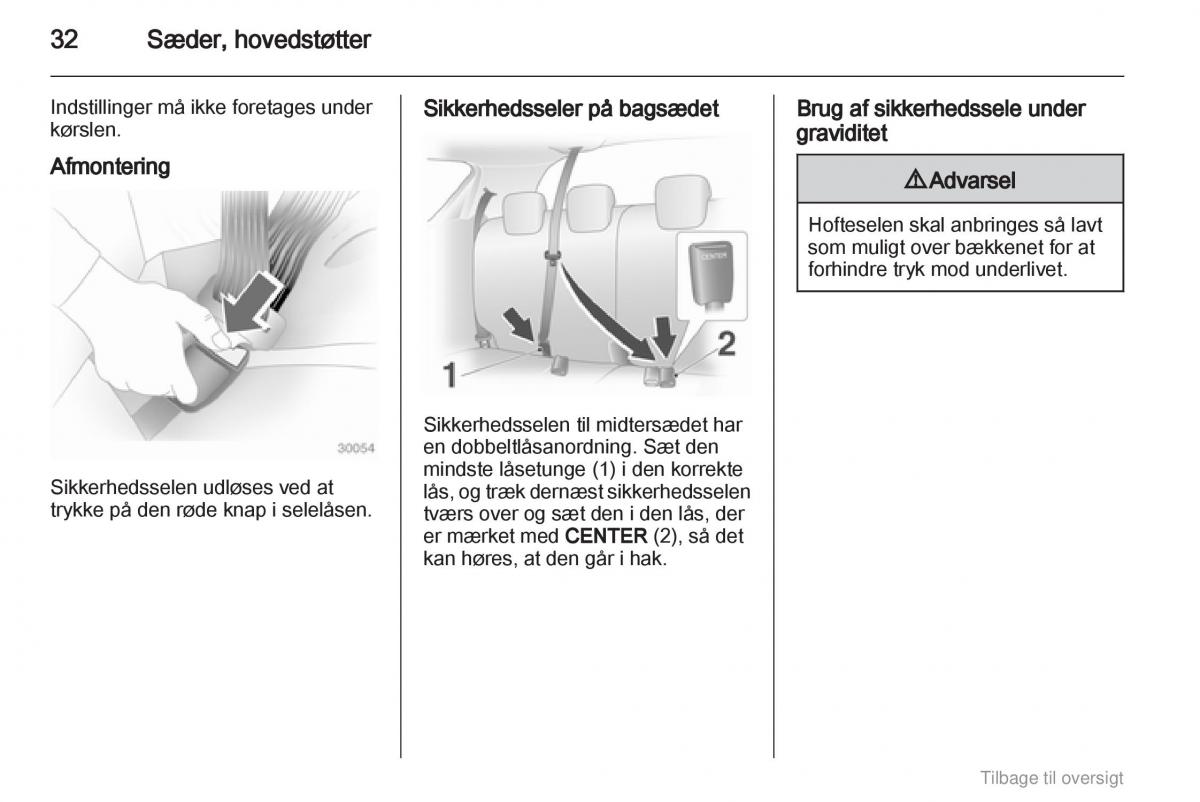 Opel Agila B Bilens instruktionsbog / page 32