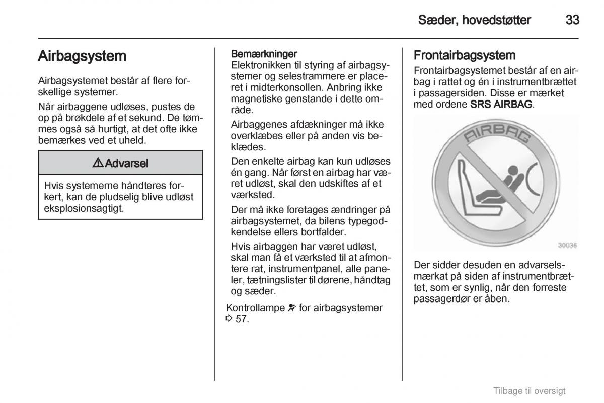 Opel Agila B Bilens instruktionsbog / page 33