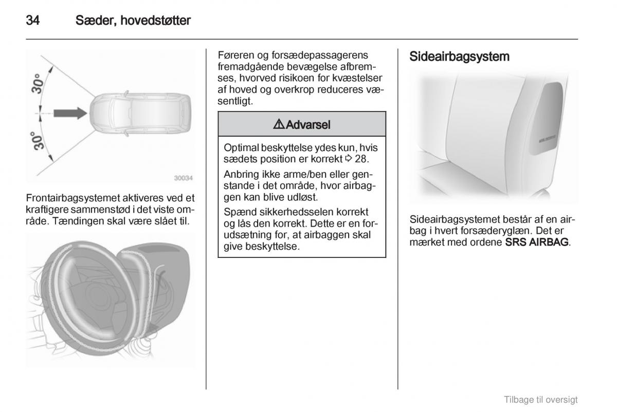 Opel Agila B Bilens instruktionsbog / page 34