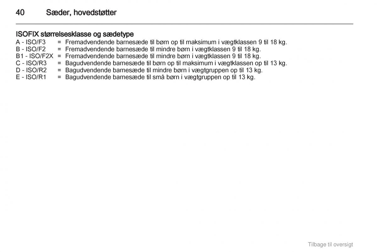 Opel Agila B Bilens instruktionsbog / page 40