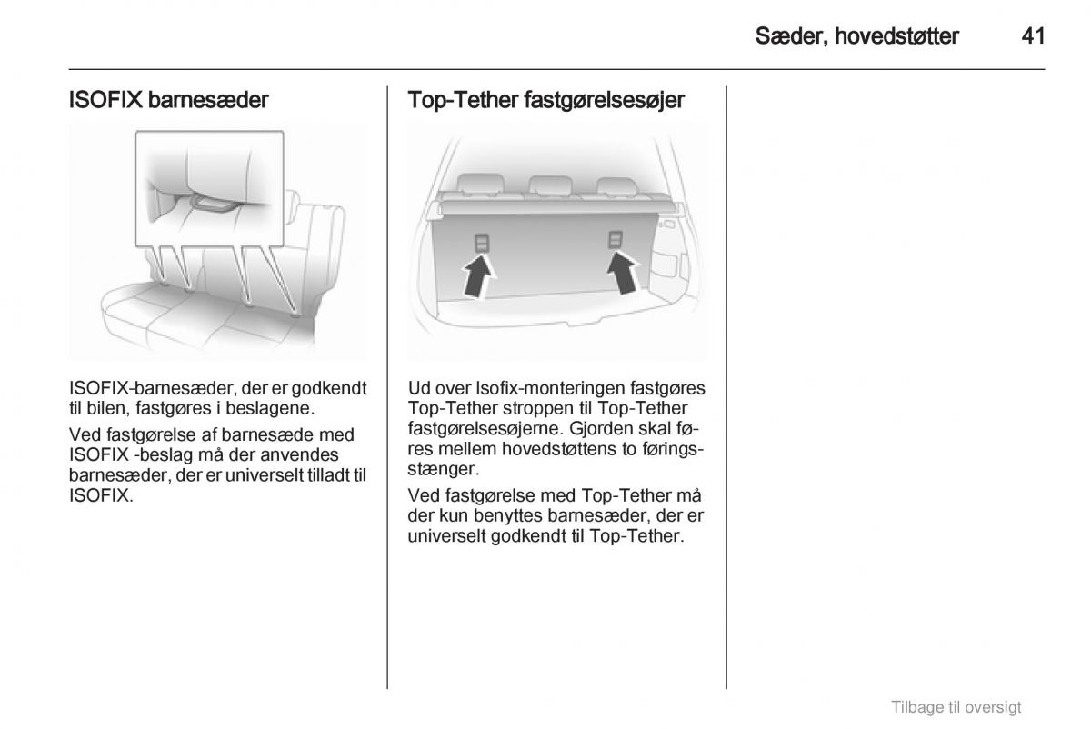 Opel Agila B Bilens instruktionsbog / page 41