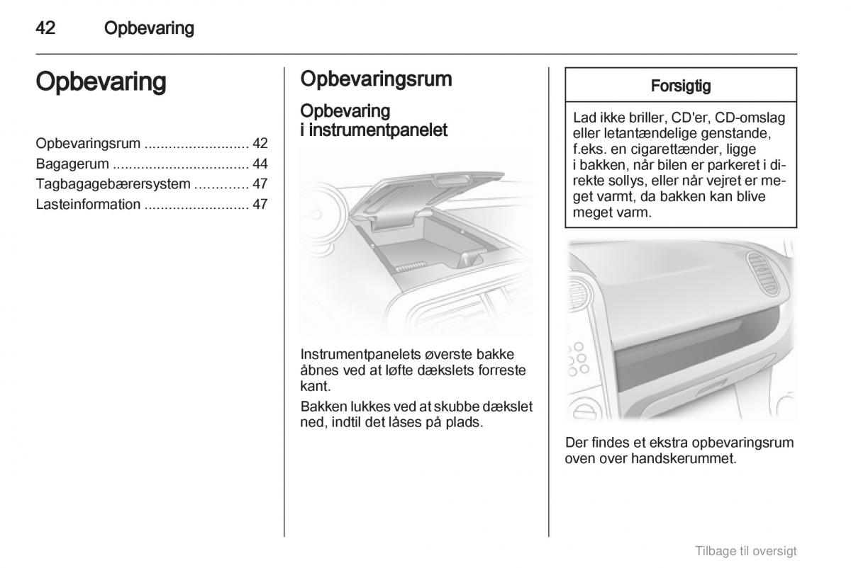 Opel Agila B Bilens instruktionsbog / page 42