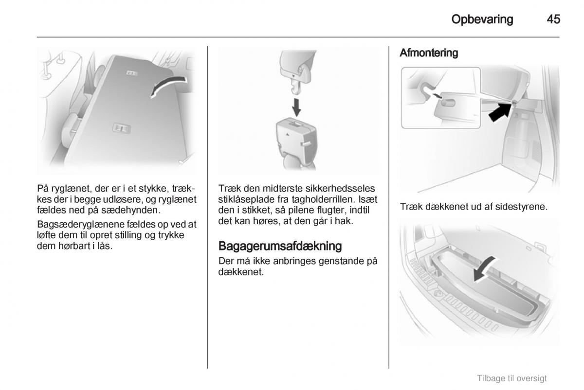 Opel Agila B Bilens instruktionsbog / page 45