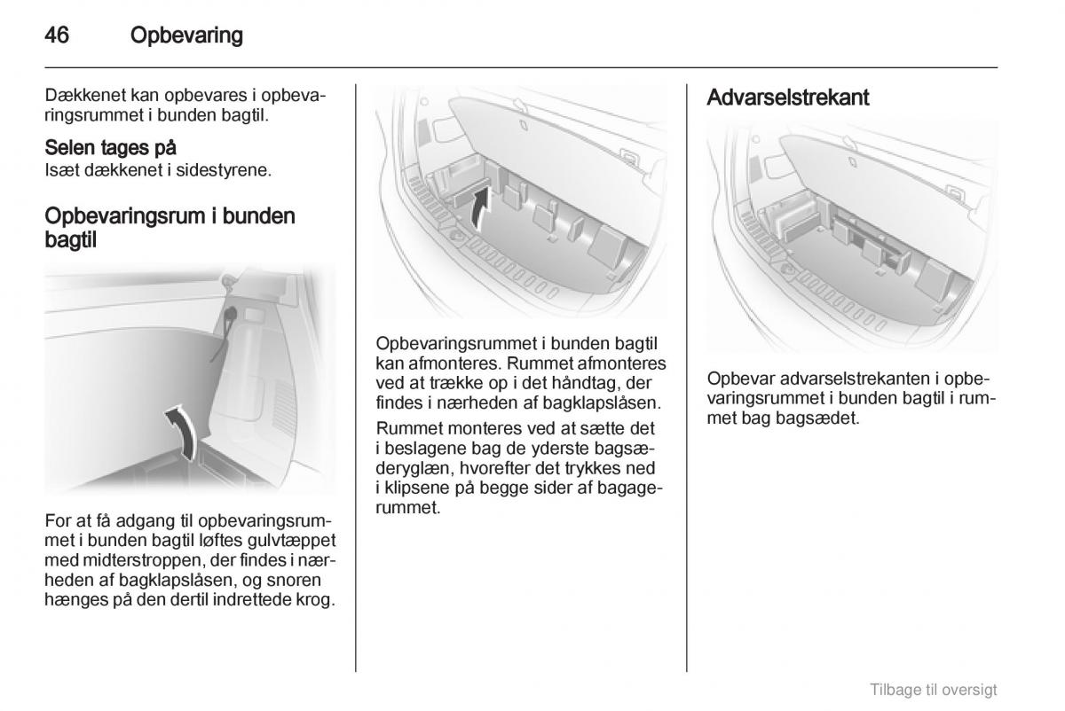 Opel Agila B Bilens instruktionsbog / page 46