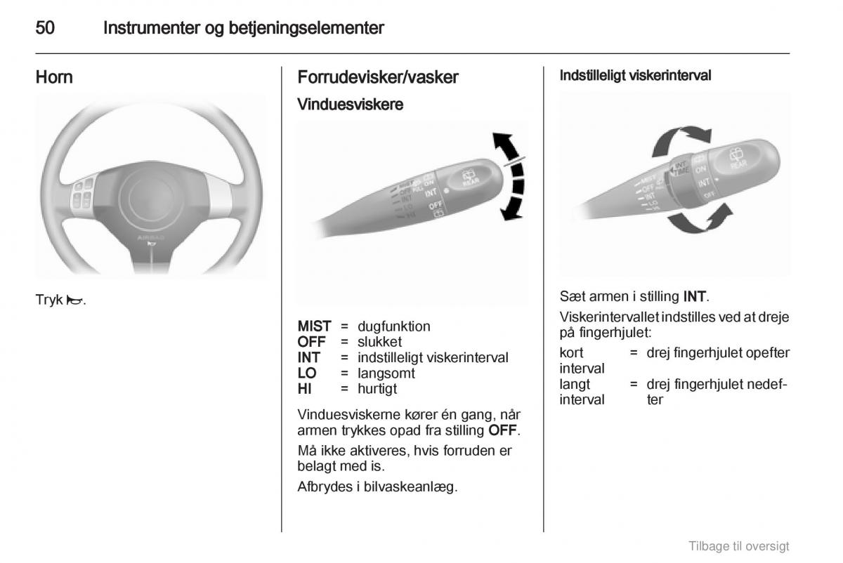 Opel Agila B Bilens instruktionsbog / page 50