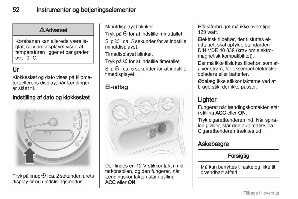 Opel Agila B Bilens instruktionsbog / page 52