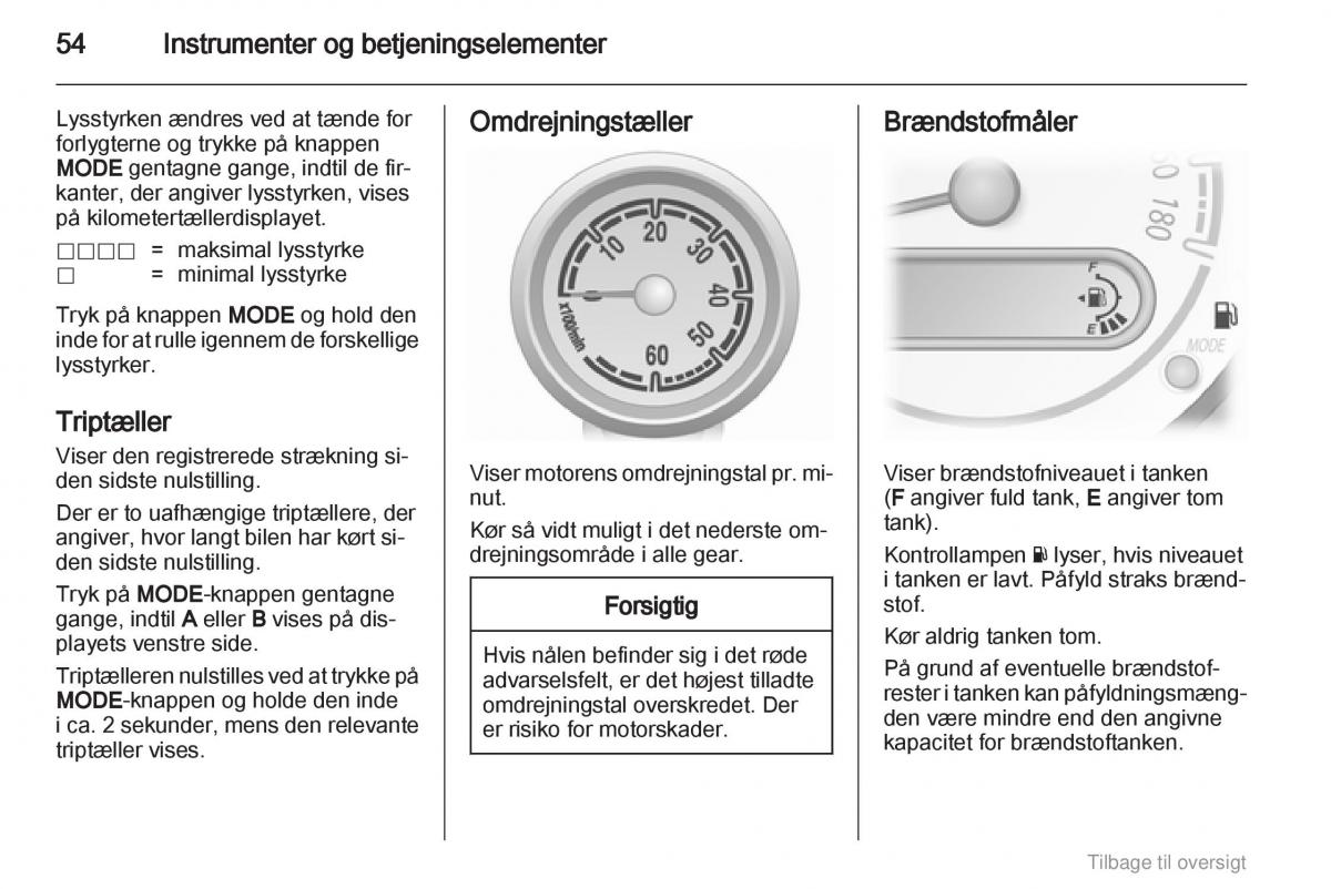 Opel Agila B Bilens instruktionsbog / page 54