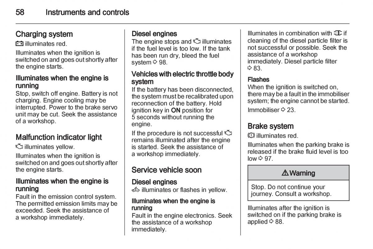 Opel Agila B owners manual / page 58