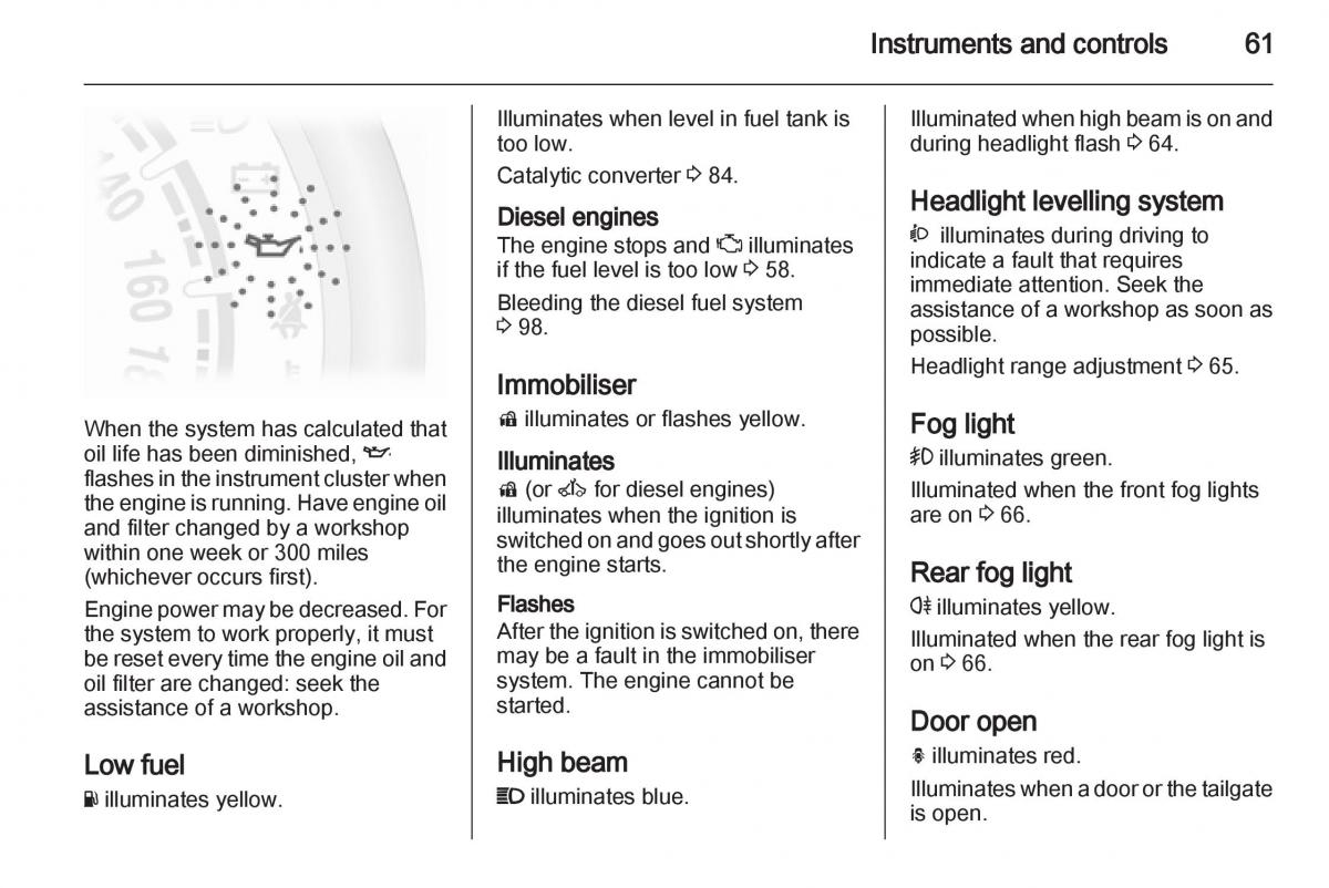 Opel Agila B owners manual / page 61