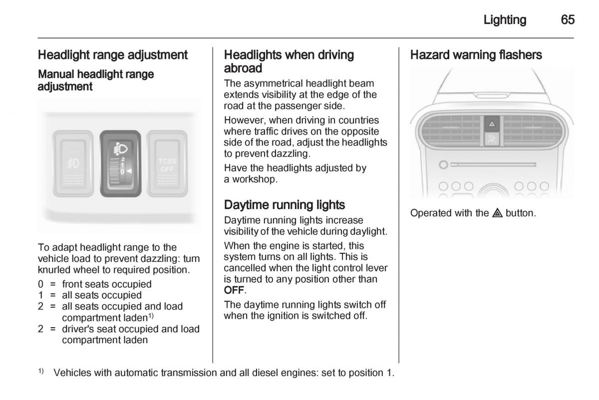 Opel Agila B owners manual / page 65