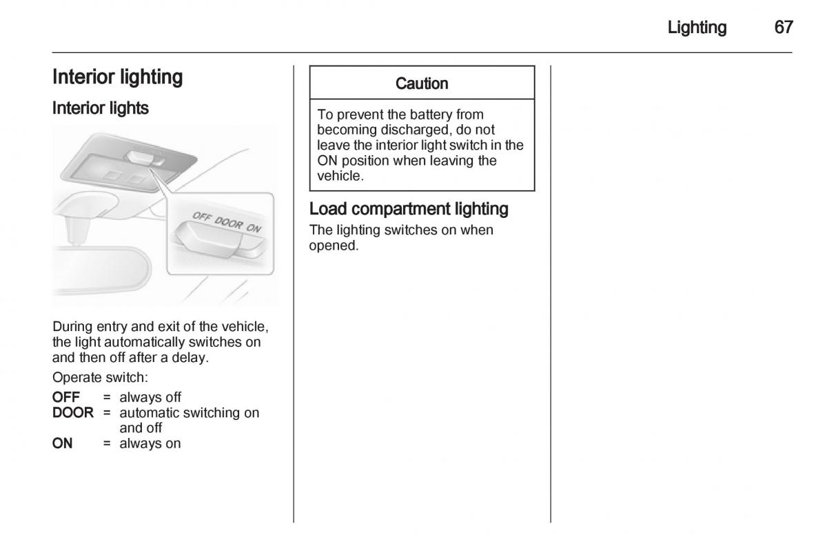 Opel Agila B owners manual / page 67