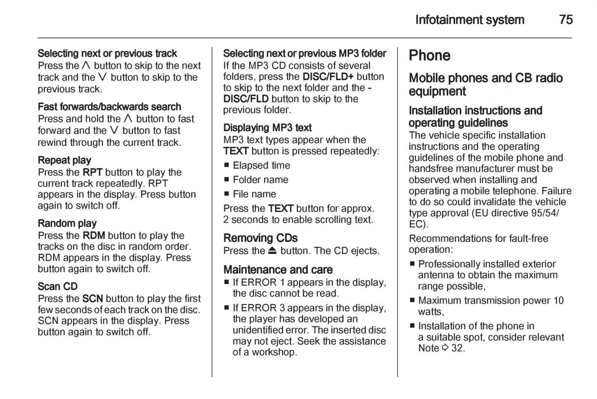 Opel Agila B owners manual / page 75