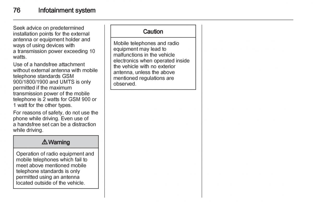 Opel Agila B owners manual / page 76