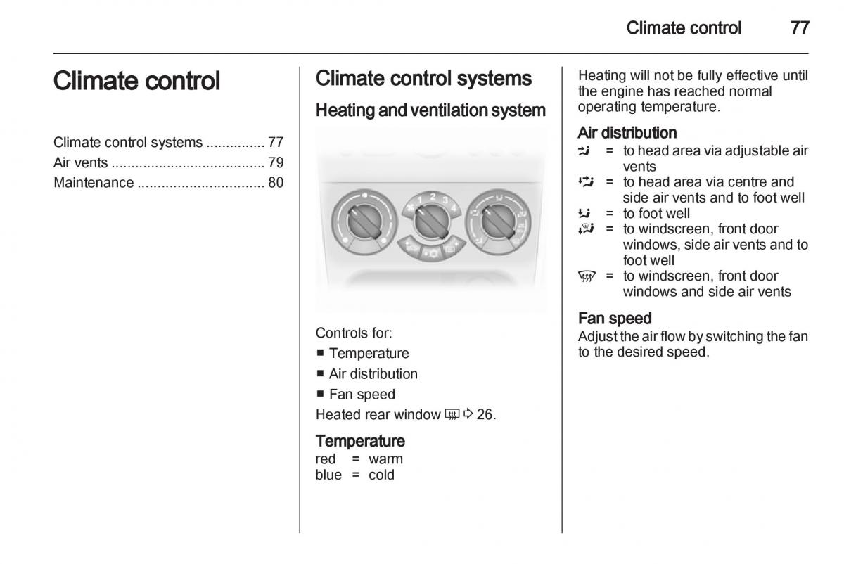 Opel Agila B owners manual / page 77