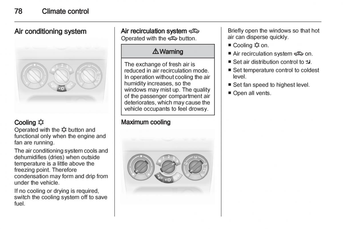 Opel Agila B owners manual / page 78