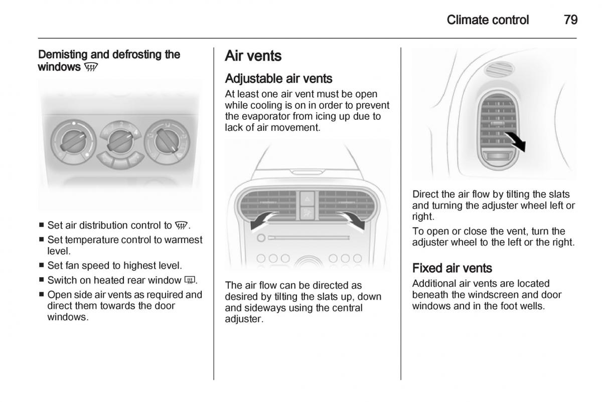 Opel Agila B owners manual / page 79