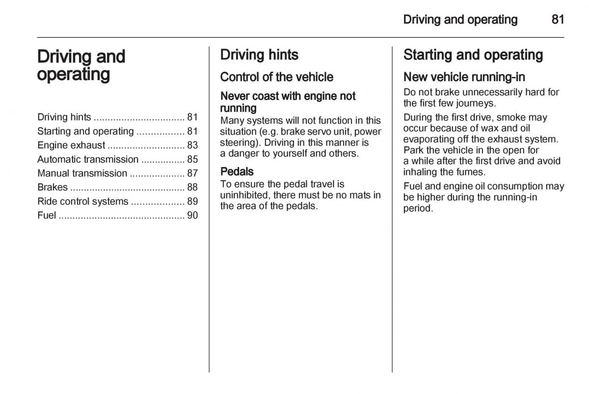 Opel Agila B owners manual / page 81