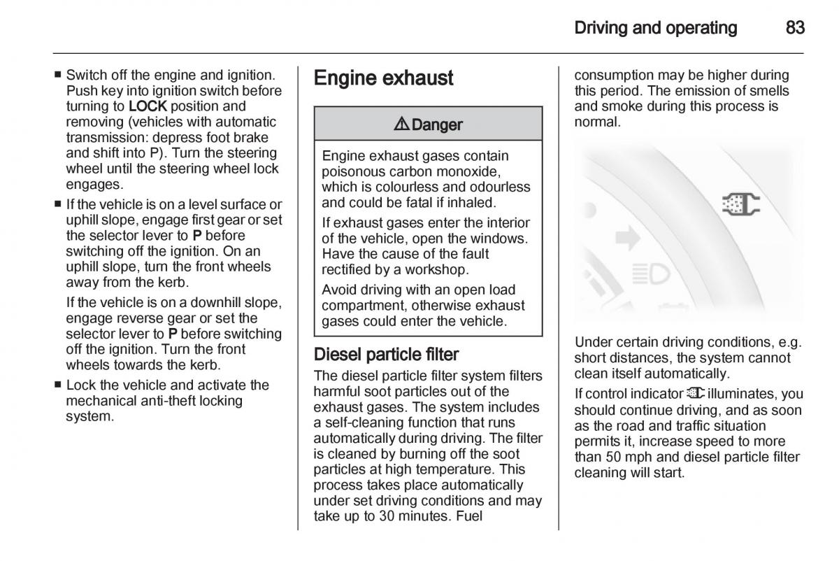 Opel Agila B owners manual / page 83