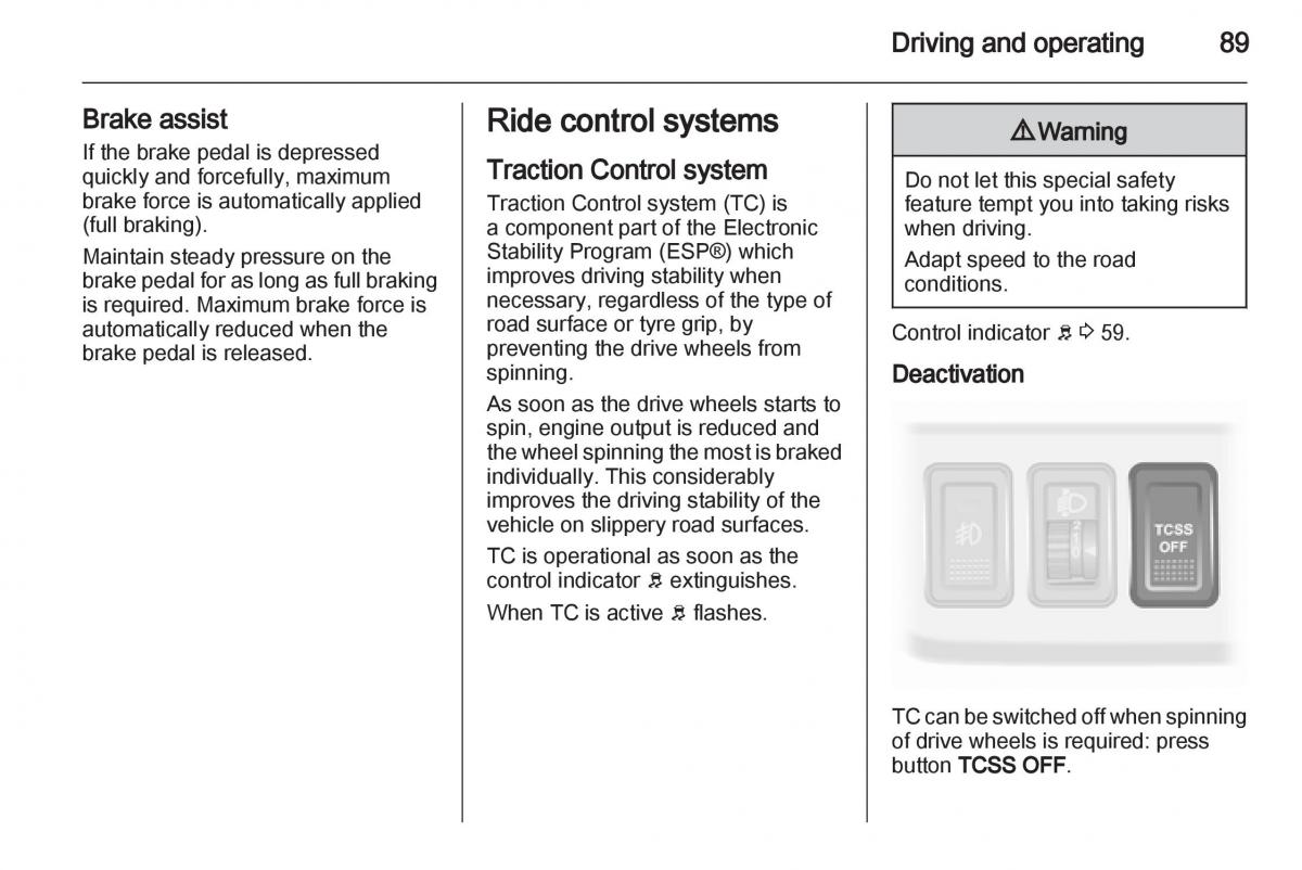 Opel Agila B owners manual / page 89