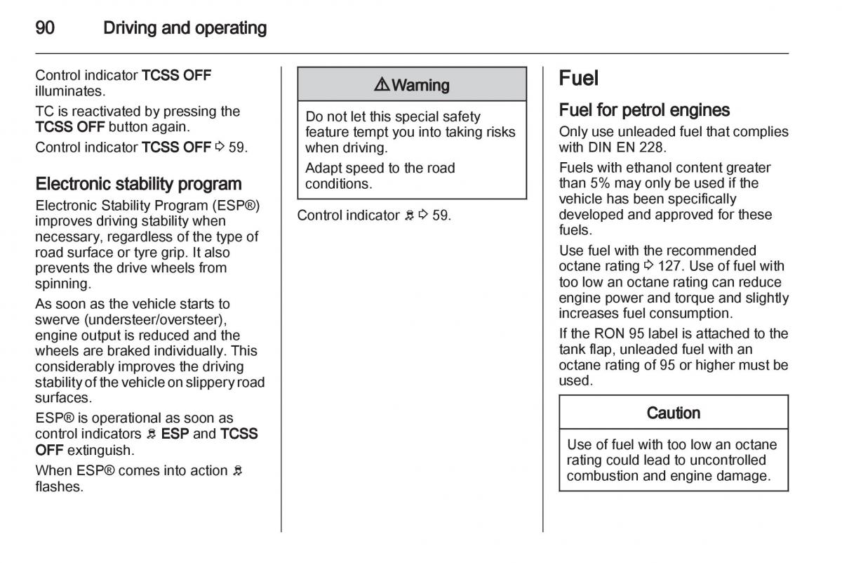 Opel Agila B owners manual / page 90