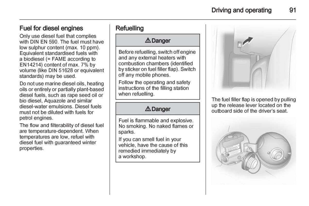 Opel Agila B owners manual / page 91