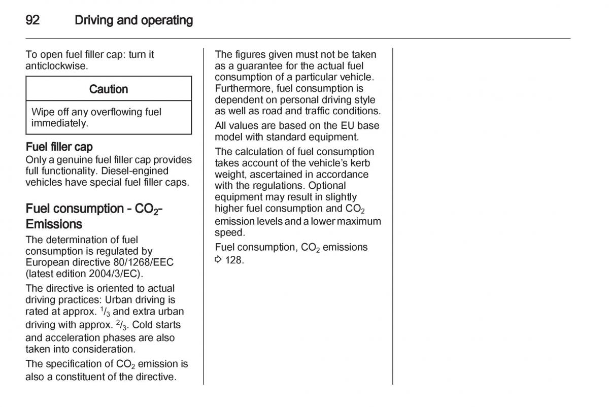 Opel Agila B owners manual / page 92