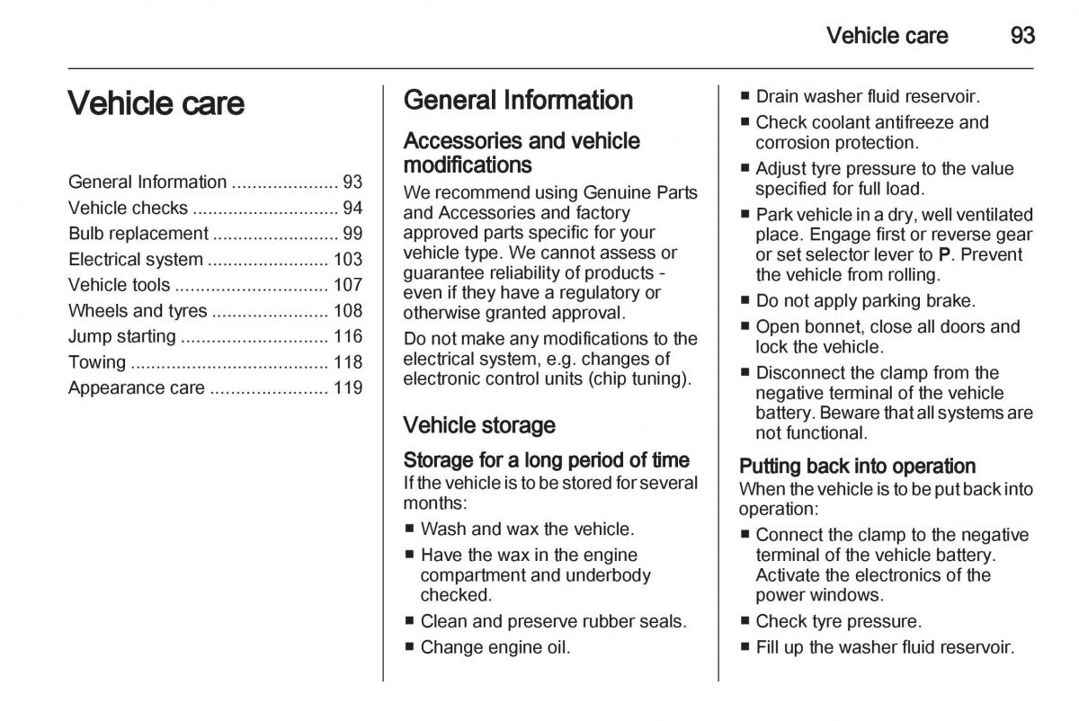 Opel Agila B owners manual / page 93