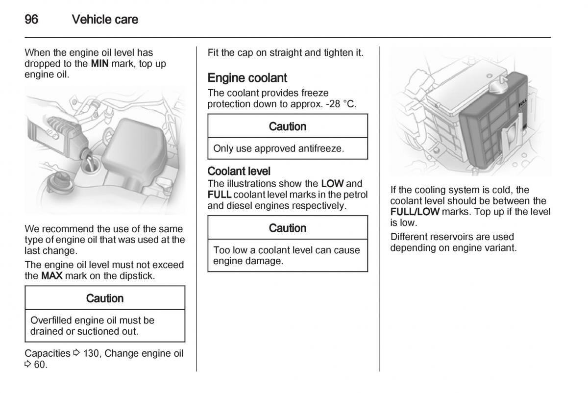 Opel Agila B owners manual / page 96