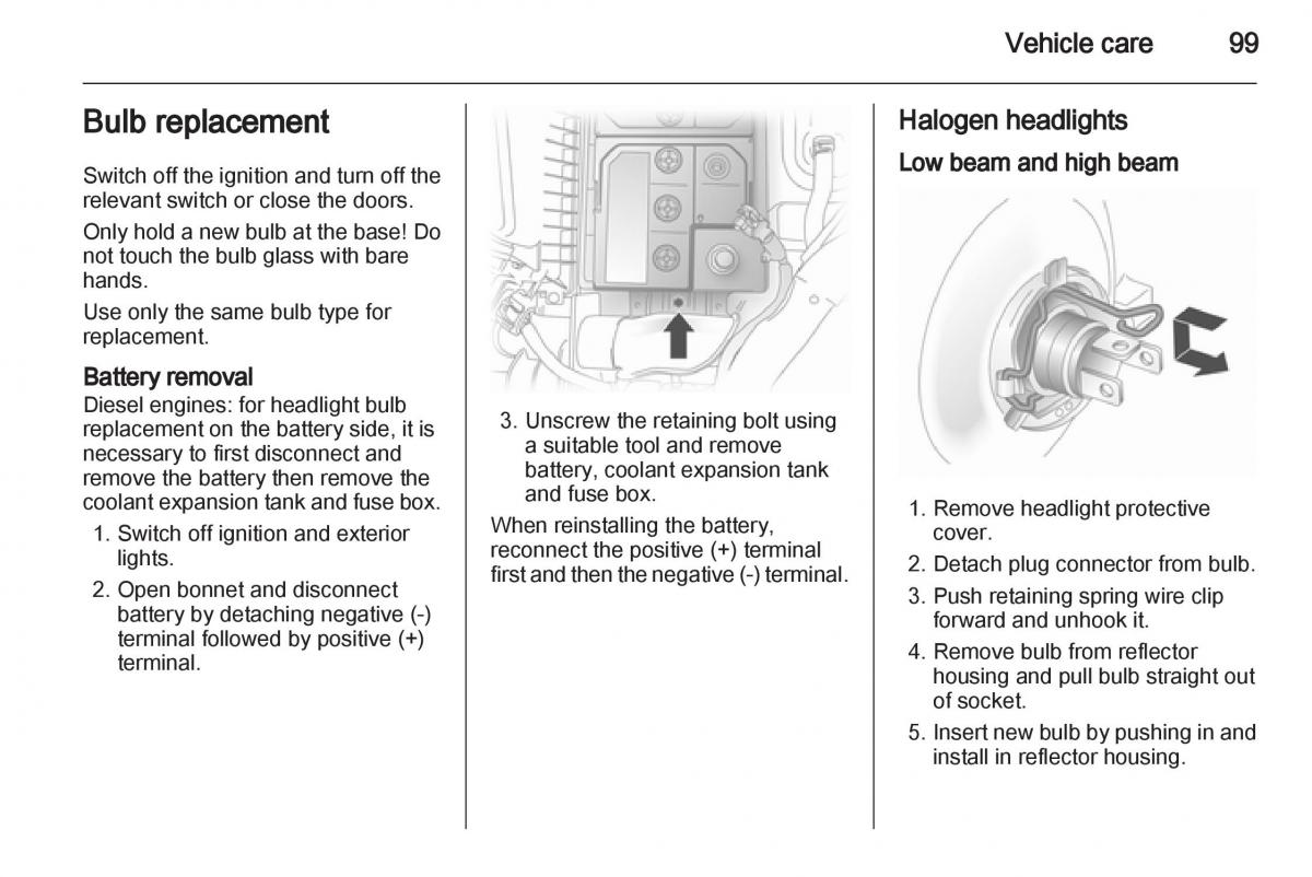 Opel Agila B owners manual / page 99