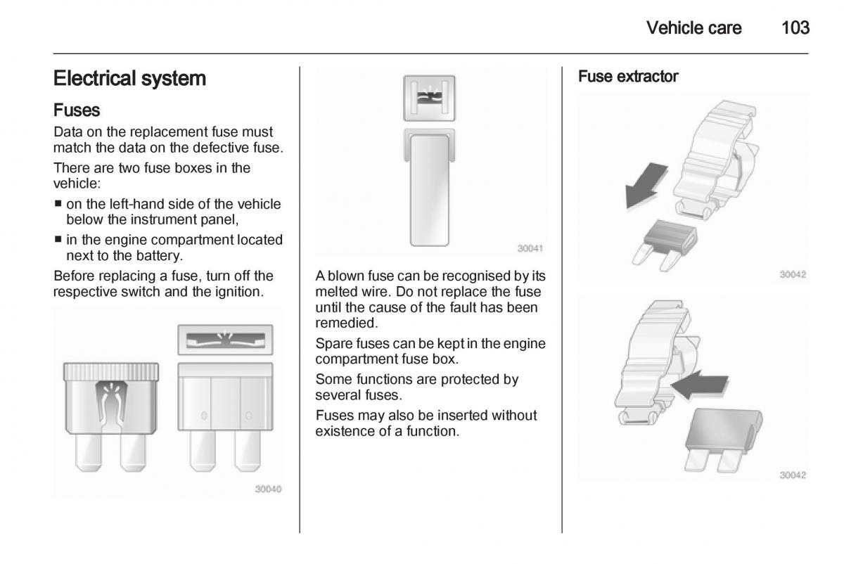 Opel Agila B owners manual / page 103