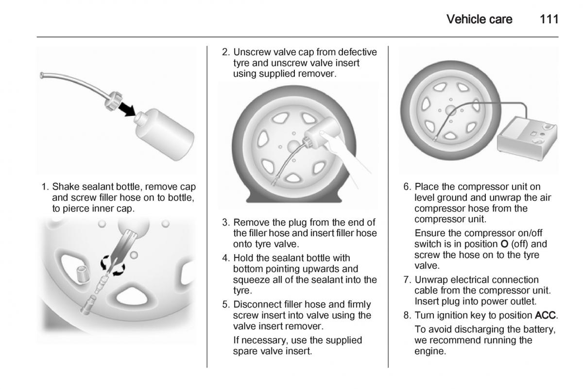 Opel Agila B owners manual / page 111