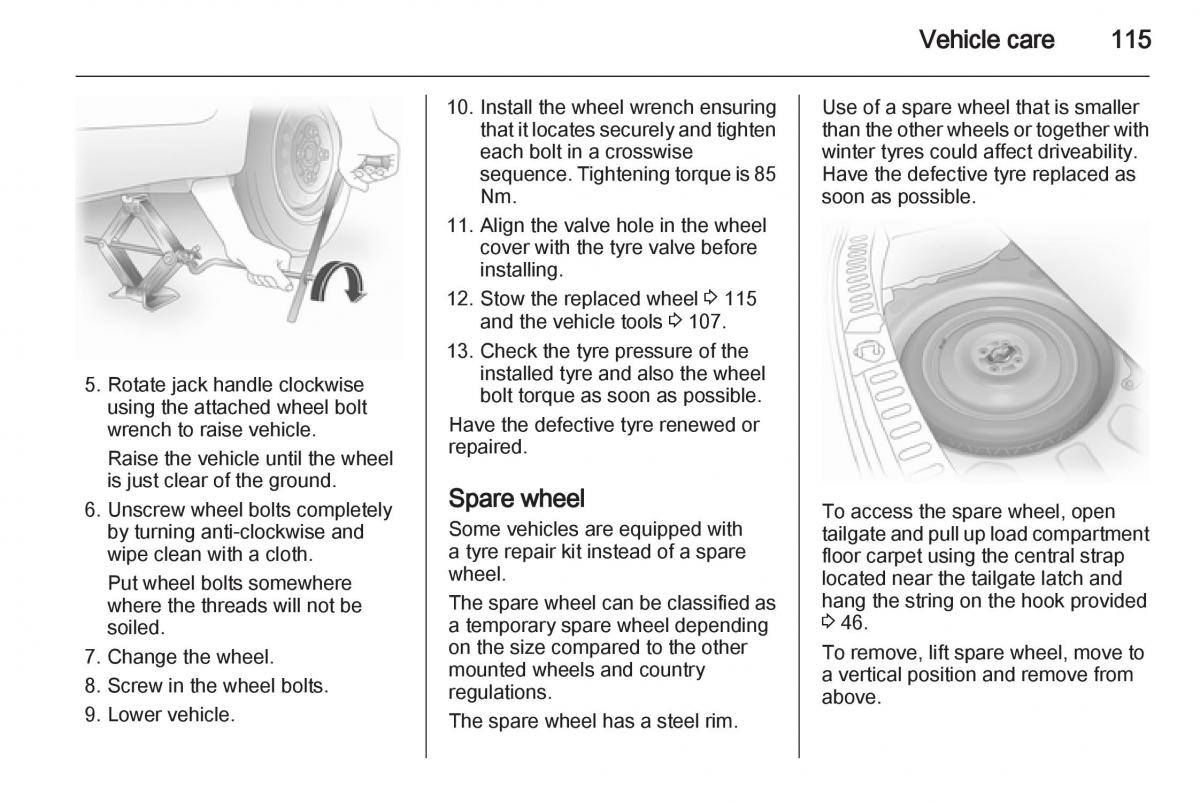 Opel Agila B owners manual / page 115