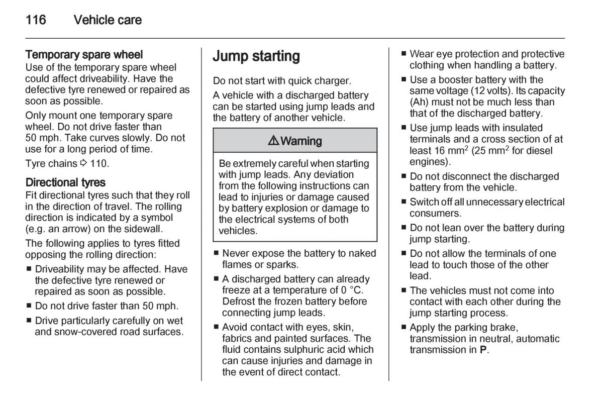 Opel Agila B owners manual / page 116