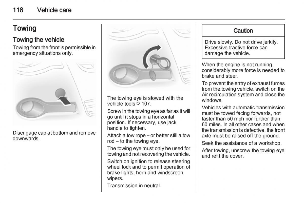 Opel Agila B owners manual / page 118