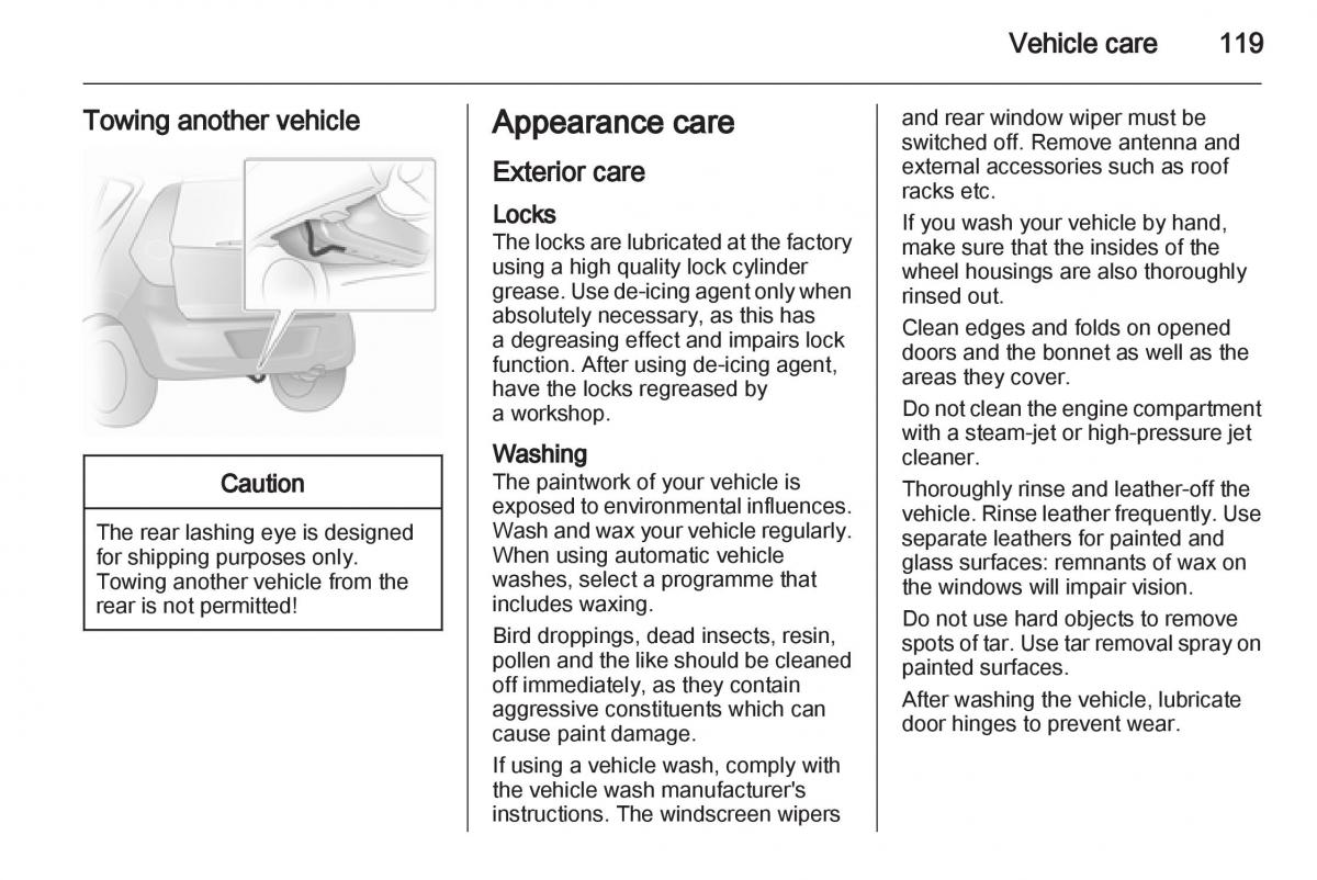 Opel Agila B owners manual / page 119