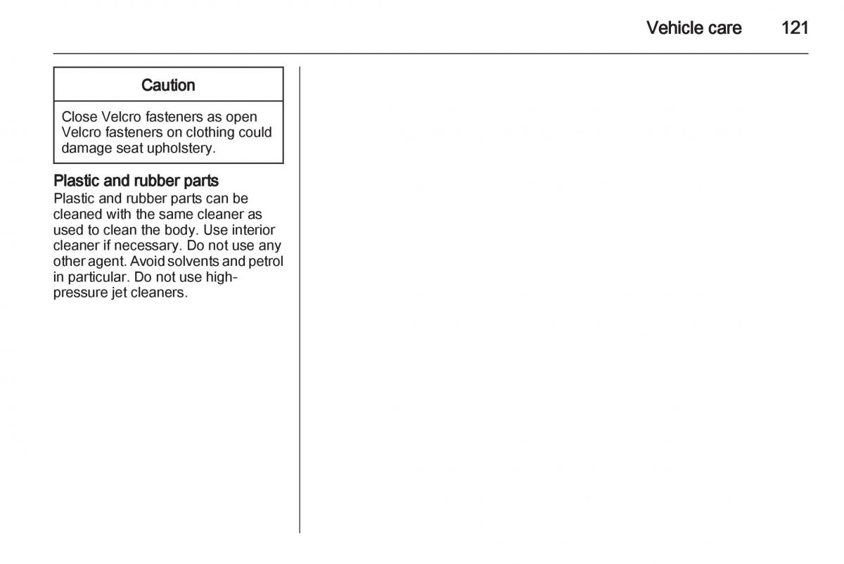 Opel Agila B owners manual / page 121