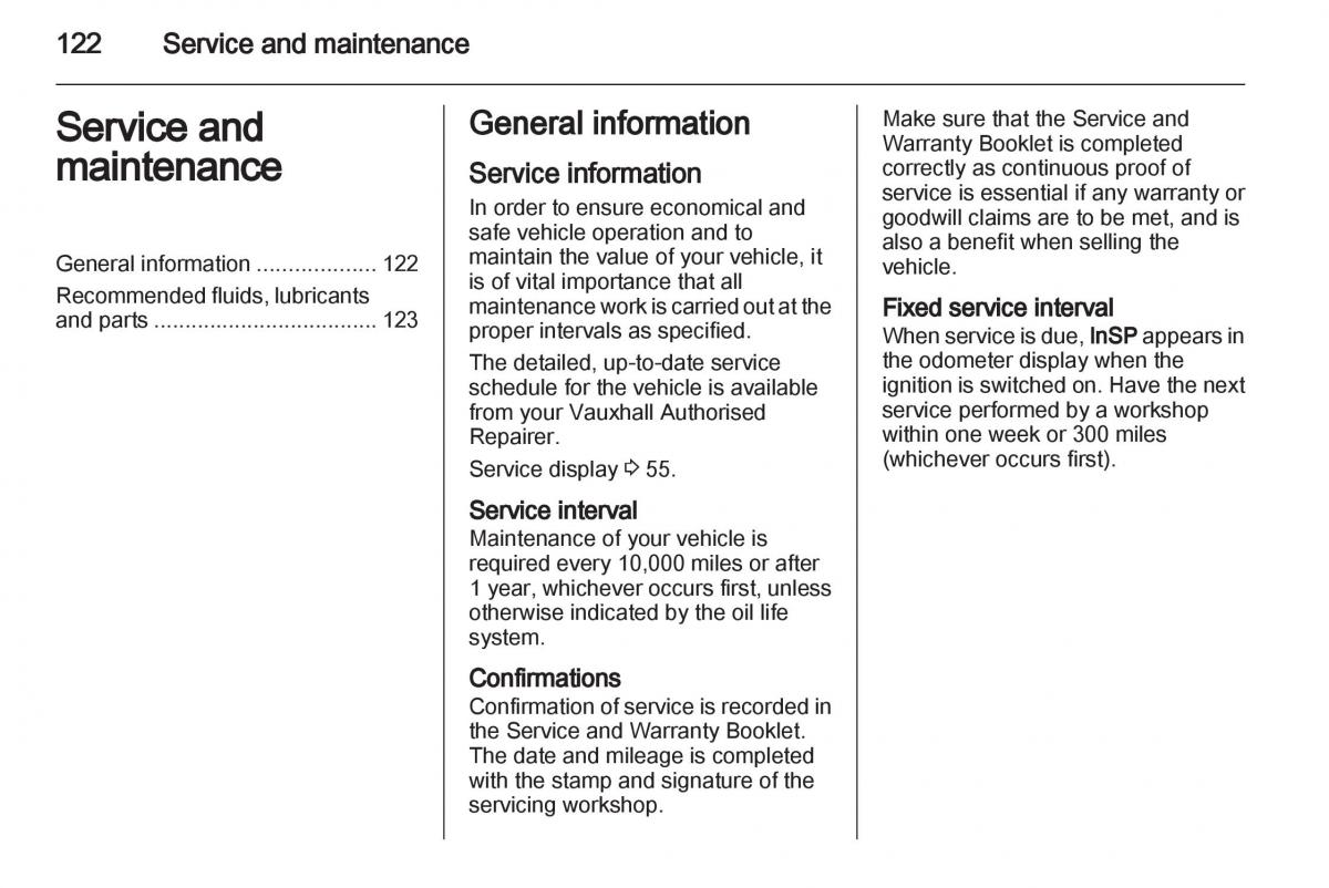 Opel Agila B owners manual / page 122