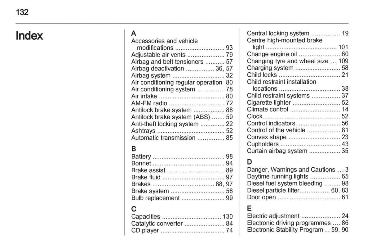 Opel Agila B owners manual / page 132