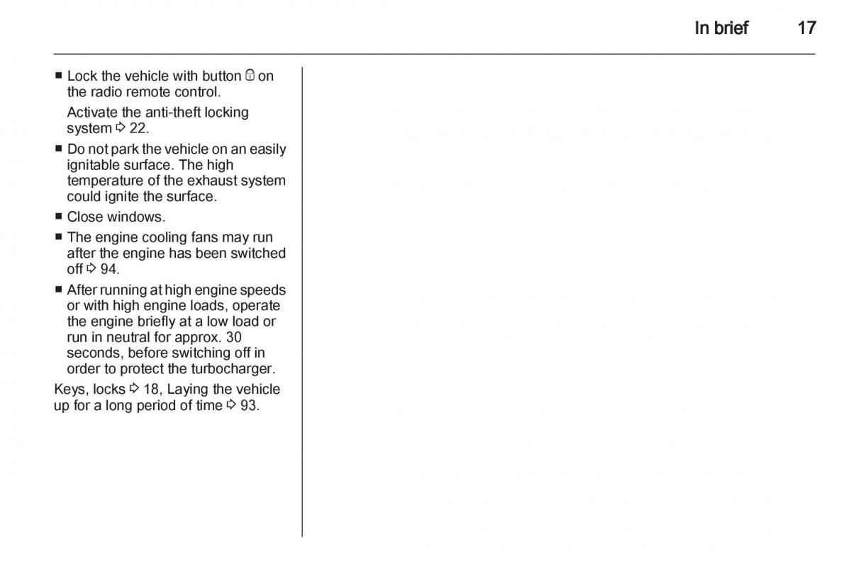 Opel Agila B owners manual / page 17