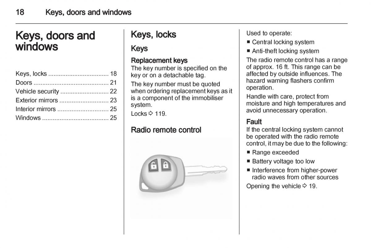 Opel Agila B owners manual / page 18