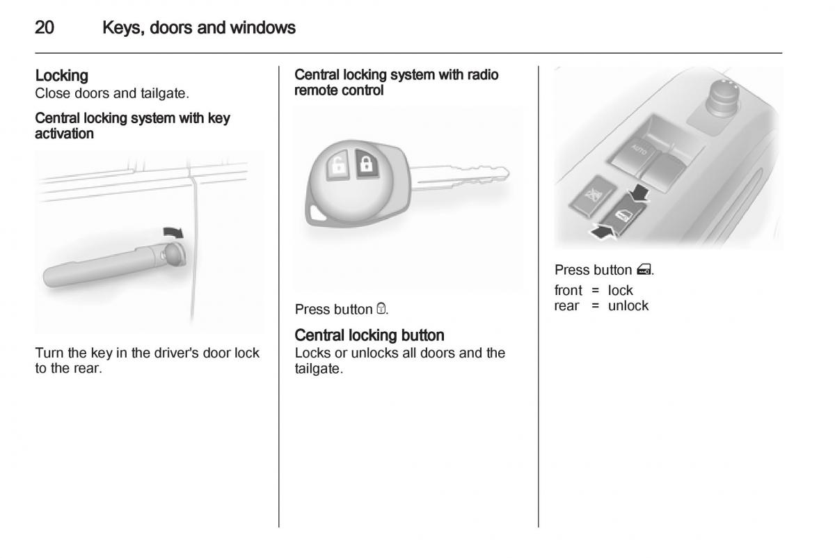 Opel Agila B owners manual / page 20