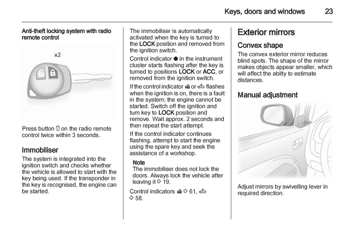 Opel Agila B owners manual / page 23