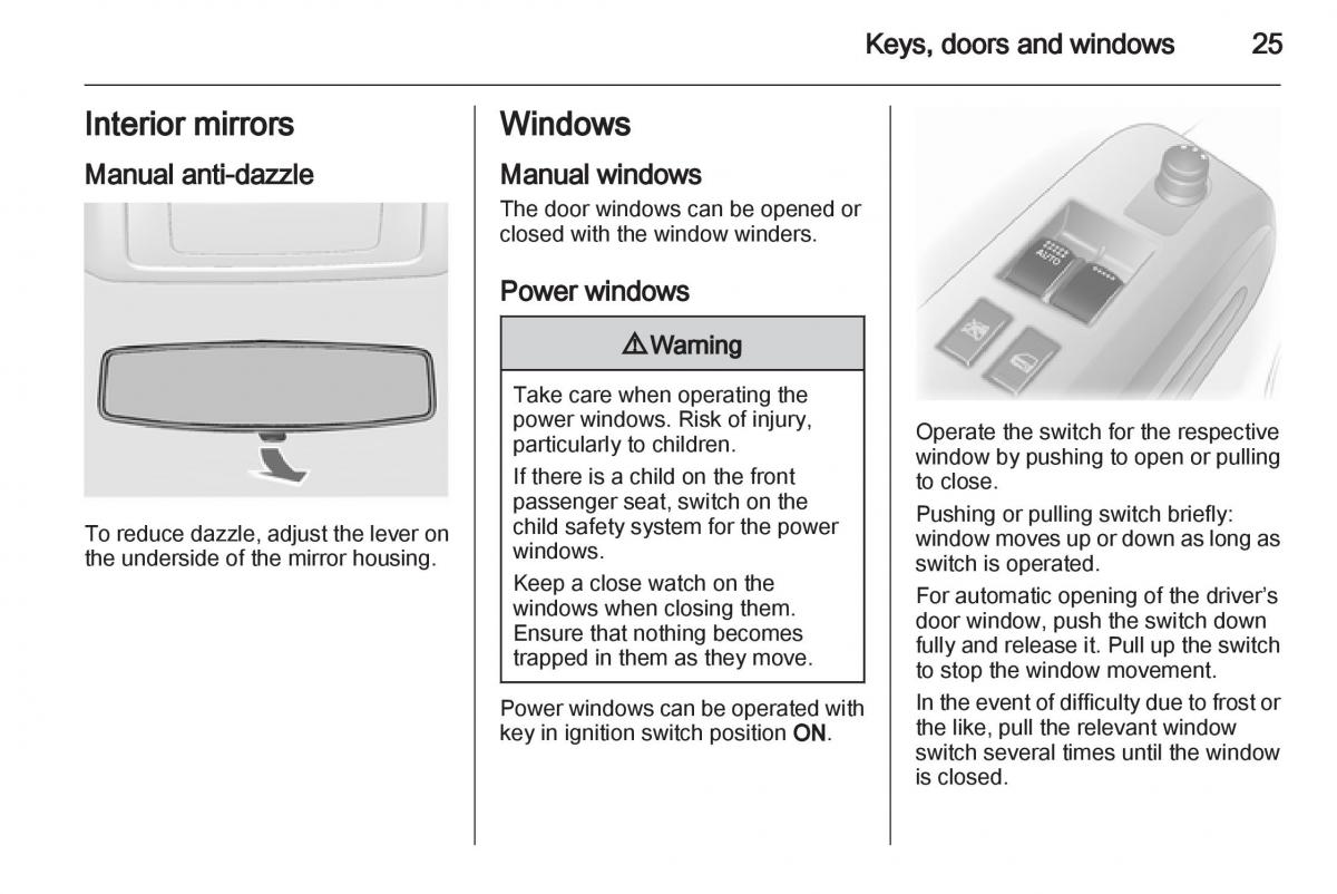 Opel Agila B owners manual / page 25